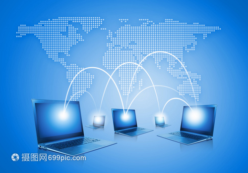 全球网络笔记本电脑抗全球蓝色插图全球化