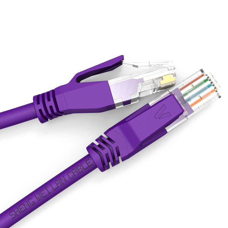 胜为 超五类网线 纯铜电脑成品彩色宽带网络双绞网线1/2/3/5/10米 紫色 0.5米